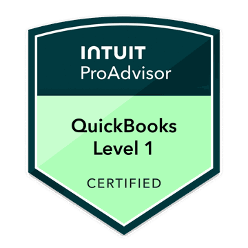 Intuit QuickBooks Online Level 1 certification badge